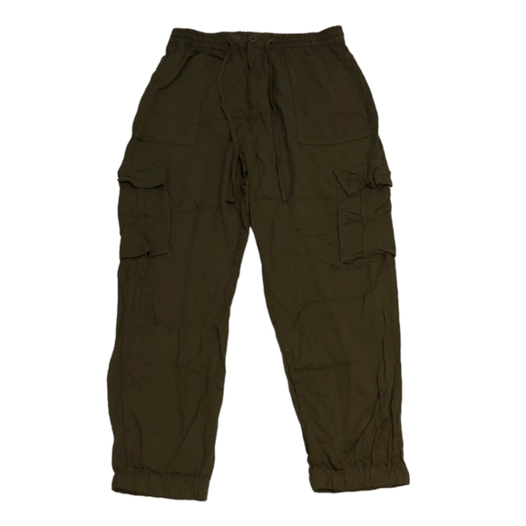 Ardene Army Green High-Waisted Lightweight Cargo Pants - Picture 1 of 14